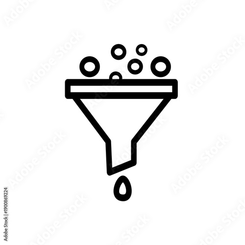Funnel icon, Data filter symbol. Vector graphic, not Artificial Intelligence, logo illustration. Replaceable vector design.