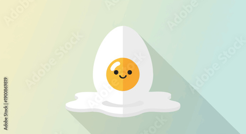 A cheerful fried egg with a bright yellow yolk and white spread