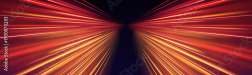 Glowing orange neon waves flow rapidly across the scene with smooth gradients and intense shine. A powerful visual symbol of acceleration and modern transport vector