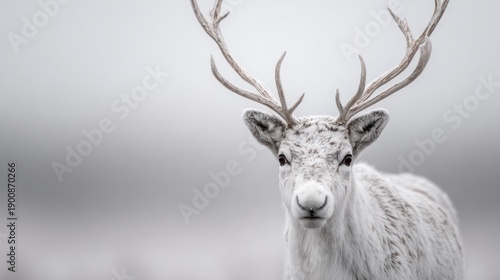 Wallpaper Mural Striking Portrait of a White Reindeer Against a Soft Monochrome Background Torontodigital.ca