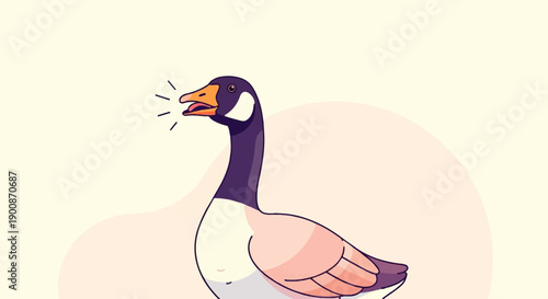A cartoon goose with its mouth open, appearing to honk or squawk