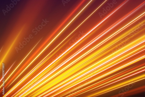 Dynamic orange light beams form a fast highway tunnel effect with shimmering highlights and motion depth. A striking visual of velocity and innovation vector