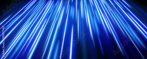 Light blue luminous motion corridor with radiant laser streaks, flowing speed lines and high-tech cyber futuristic vibe vector