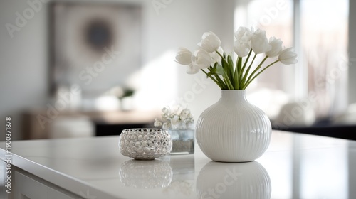 Wallpaper Mural Elegant Still Life Composition with White Tulips and Decorative Elements Torontodigital.ca