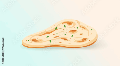 A close-up flat illustration of savory flatbread with visible herbs