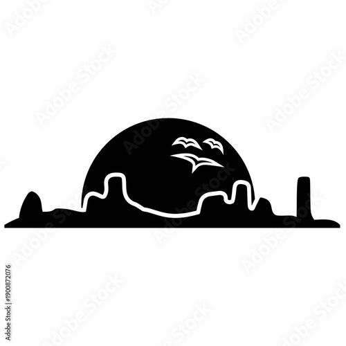 Desert vector icon. Mountain landscape Illustration sign. Mountains symbol or logo.