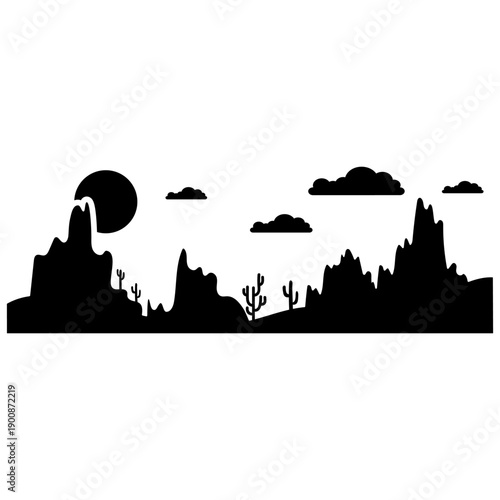 Desert vector icon. Mountain landscape Illustration sign. Mountains symbol or logo.