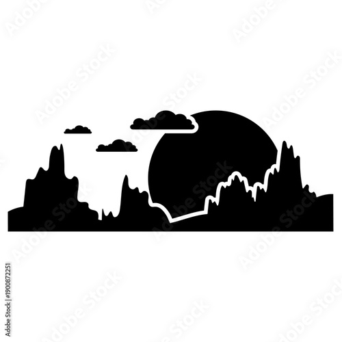 Desert vector icon. Mountain landscape Illustration sign. Mountains symbol or logo.