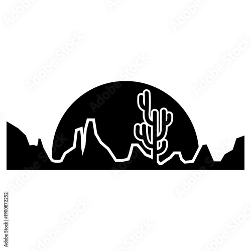Desert vector icon. Mountain landscape Illustration sign. Mountains symbol or logo.