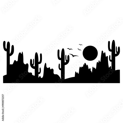 Desert vector icon. Mountain landscape Illustration sign. Mountains symbol or logo.