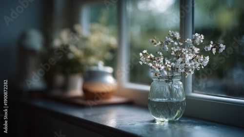 Wallpaper Mural Blossoming tranquility, simple beauty on the windowsill in a peaceful moment Torontodigital.ca