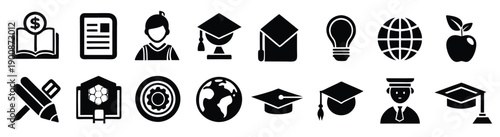 education and education icons set illustration 