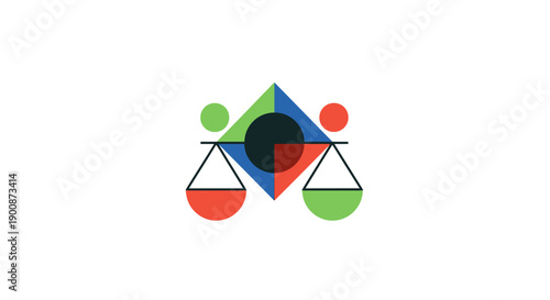 Colorful scales icon with shapes.