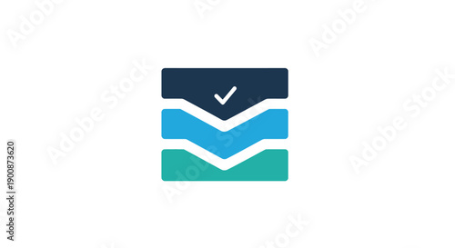 Checkmark Icon with Blue Green Layers.