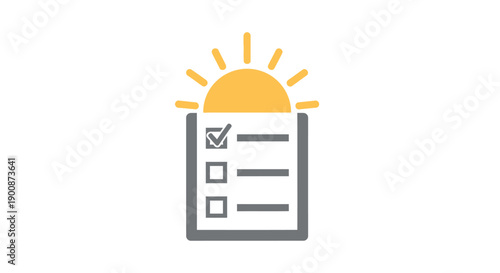 Checklist with sun symbol icon.