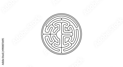 Circular maze puzzle design element.