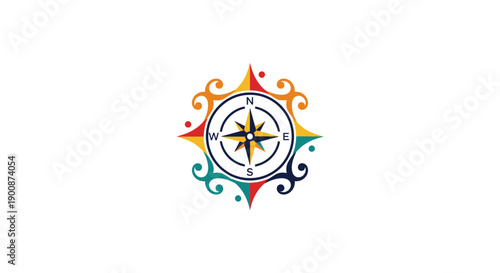 Colorful Compass Navigation Symbol Design.