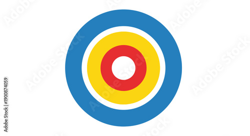 Colorful concentric circles target symbol.