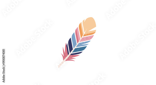 Colorful feather with multi colored segments.