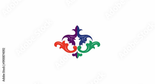 Colorful Fleur de Lis Symbol Design Element.