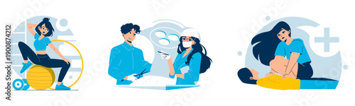 Fitness Workout, Medical Consultation, Physical Therapy Vector