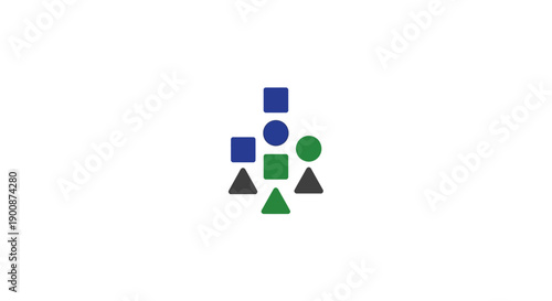 Colorful geometric shapes in cluster.