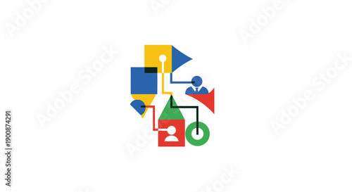 Colorful geometric shapes in motion.