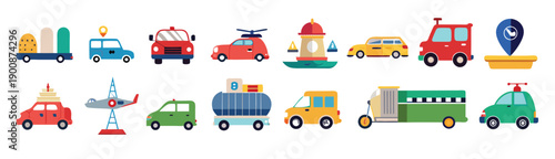 transportation icon set collection illustration 