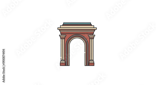 Colorful illustration of archway structure.