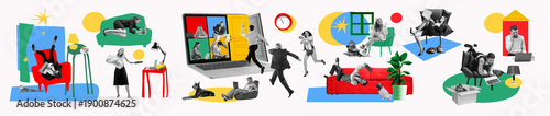 Foto Modern business life chaos and work imbalance composition