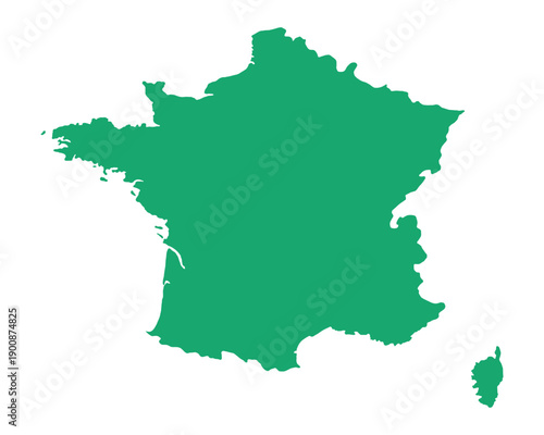 Map of France, sign silhouette. World Map Globe. Vector Illustration isolated on white background. Europe continent.