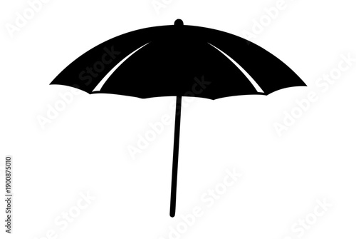 Beach Umbrella Silhouette on White Background