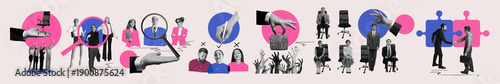Foto Conceptual collage recruitment hiring and team selection process