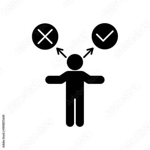 Decision making icon, isolated on white background.