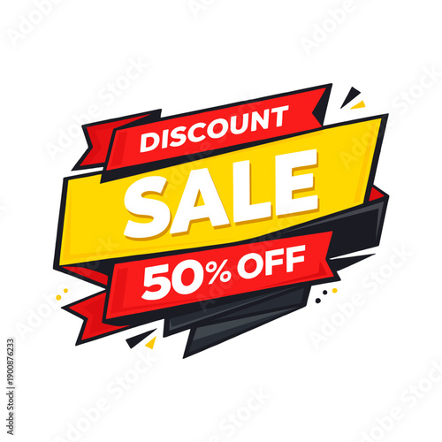 Bold Discount Sale Badge with 50 Percent Off Promotional Banner