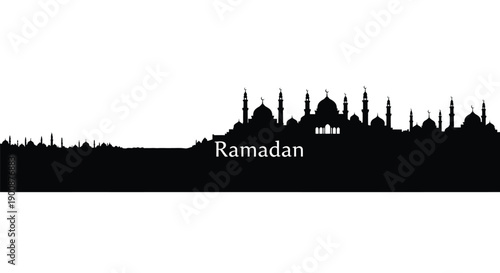 Ramadan Mosque Silhouette Aerial View Design