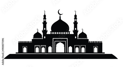 Ramadan Coastal Mosque Aerial Silhouette View