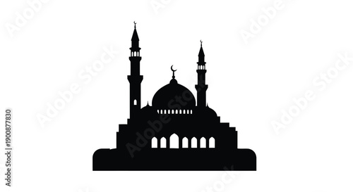 Ramadan Island Mosque Silhouette Side View