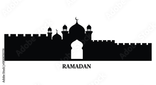 Ramadan Mosque Silhouette Emblem Design