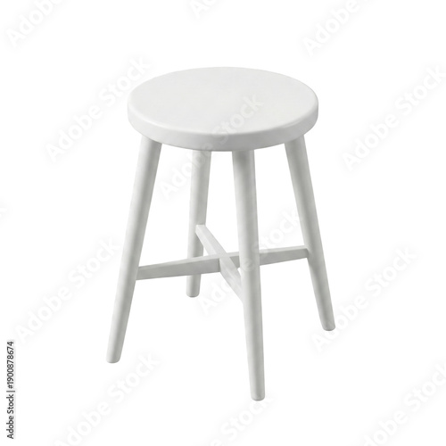 Fotografie Minimalist white round wooden stool isolated