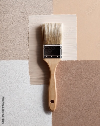 Applying Beige Paint with a Brush on a Surface