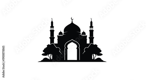 Modern Urban Mosque Courtyard Silhouette Icon