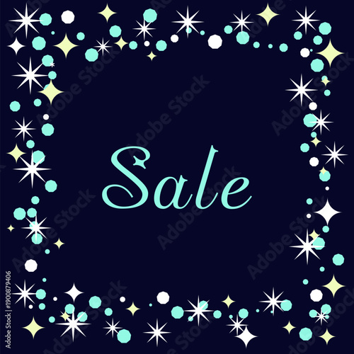 キラキラ宝石　SALEバナー　ブルー