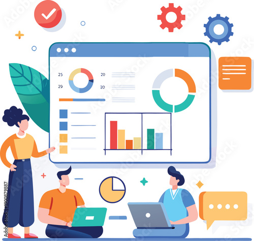  Team Analyzing Data on Laptops with Charts and Graphs