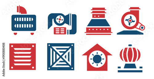 air conditioning and air compressor vector icons