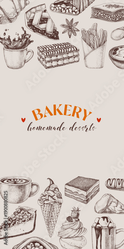 Banner with handmade desserts vector illustration