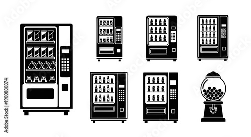Vending Machine Vector Illustration | Automatic Snack and Drink Dispenser | Retail Machine Design