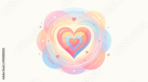 Vibrant heart design with colorful abstract shapes and playful elements