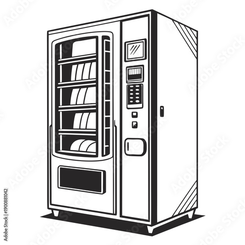 Vending Machine Vector Illustration | Automatic Snack and Drink Dispenser | Retail Machine Design