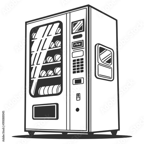 Vending Machine Vector Illustration | Automatic Snack and Drink Dispenser | Retail Machine Design